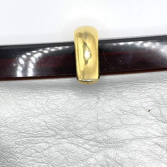 Italian Leather Lt Gray Lucite Clutch Purse Handbag Vintage - Picture 14 of 16